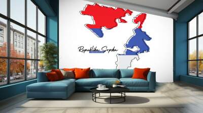 Happy republic day of Republika Srpska. Creative national country map with Republika Srpska flag vector illustration Wall mural