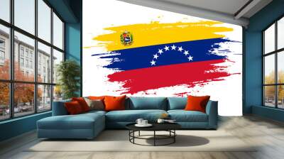 Hand drawn brush stroke flag of Venezuela. Creative national day hand painted brush illustration on white background Wall mural