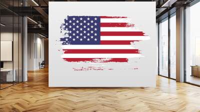 Modern style brush painted splash flag of United States of America with solid background Wall mural