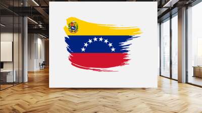 Stain brush painted stroke flag of Venezuela on isolated background Wall mural