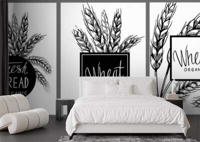 set of banners with wheat ears. vector illustration Wall mural