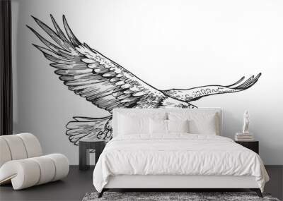 Sketch of eagle. Hand drawn illustration converted to vector Wall mural