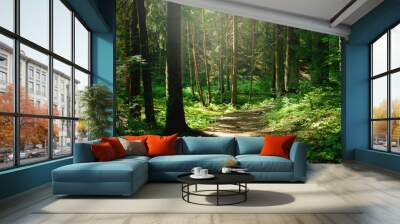 Summer sunny forest Wall mural