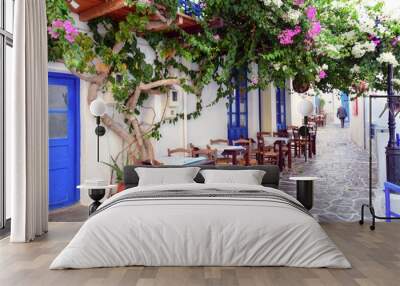 a street view from plaka village in milos island, greece Wall mural