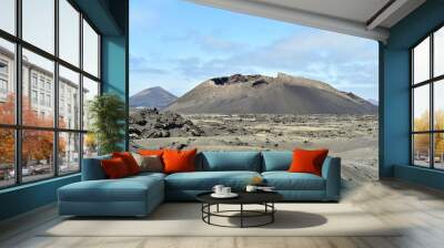 Caldera Colorada volcano, lava field with lichens, Lanzarote, Canary Islands, Spain Wall mural