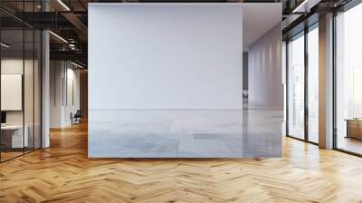 3d rendering of an empty room with white walls and marble floor Wall mural