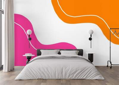 Aesthetic abstract background of pink and orange waves Wall mural