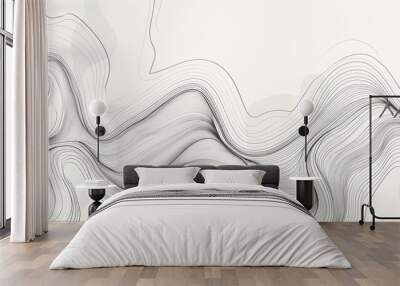 Artistic wavy line abstract background with white background Wall mural