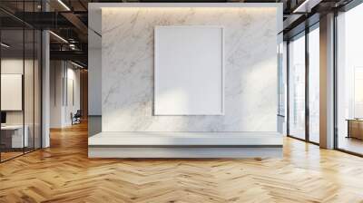 Blank white frame mockup in a room with marble walls Wall mural