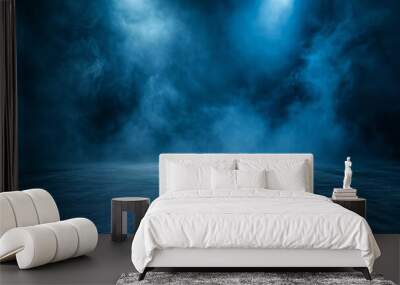 Blue empty room with smoke Wall mural