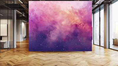 Purple night sky watercolour background with stars Wall mural