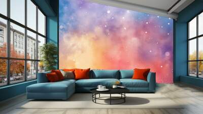 Rainbow galaxy abstract watercolor background Wall mural