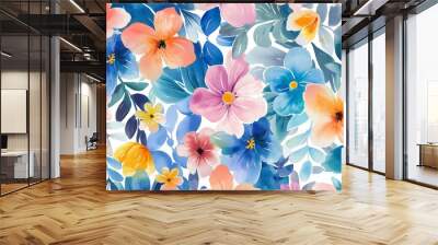 Seamless floral watercolor pattern background Wall mural