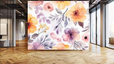 Watercolor floral pattern background Wall mural