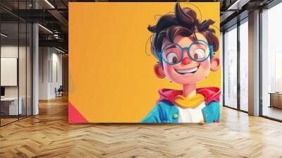 2d illustration featuring a playful boy cartoon character reflecting the theme of childhood and the vibrant lifestyle of young kids Wall mural