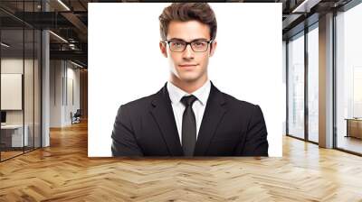 A businessman standing alone against a white background Wall mural