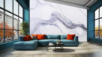 A close up of a snowy slope resembling a white and gray marble texture, creating a frozen landscape. The liquid water appears like electric blue art on transparent material Wall mural