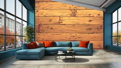 A detailed textured material featuring an old wooden texture made up of planks serves as the cover for a UI game background This pattern in a cartoon style is isolated for a unique  Wall mural