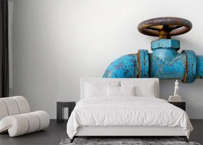 A single water pipe section on a white backdrop with space for text Wall mural