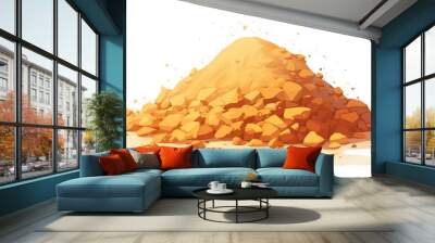 A whimsical cartoon 2d illustration of a sandy dune sand pile or heap set against a crisp white background serving as a unique and eye catching decorative design element crafted from manufac Wall mural