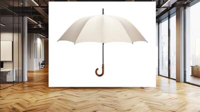 A white background showcases a solitary umbrella. A convenient parasol shields against the elements, be it sunlight or rainfall. The object is distinguishable with clipping paths. Wall mural