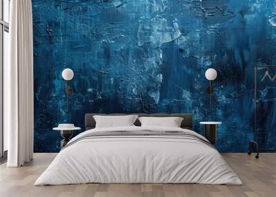 Abstract blue texture on canvas art background Wall mural