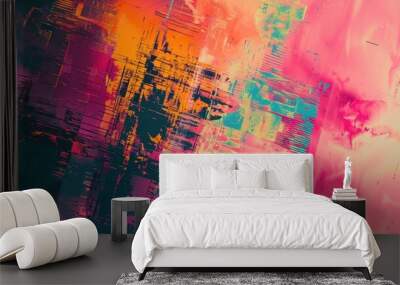 Abstract glitch art frame background Wall mural