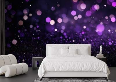 Abstract modern dark purple black glitter sparkle confetti background for festive invitations and celebrations Wall mural