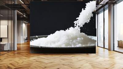 Add water to a bowl and cleanse the uncooked white rice Wall mural