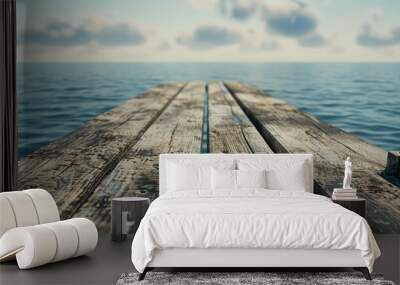 Aged wooden pier by the ocean Wall mural