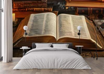 Bible book open on a desk Wall mural