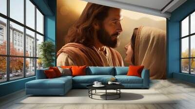 Biblical scriptures of the New Testament quote Jesus with me. Wall mural