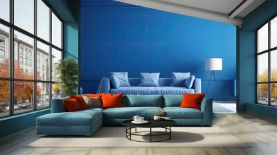 Blue room with modern interior and furnishings on a blue background ing Wall mural