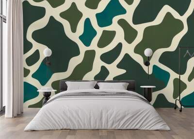 Camouflage seamless pattern. Trendy style camo, repeat print. 2d illustrated illustration. Khaki texture, military army green hunting Wall mural