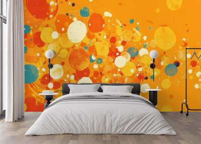 Celebrate with a vivid burst of creativity an eye catching Yellow Dot Holiday Texture A festive Confetti Anniversary Illustration sets the tone for an Orange Event Round surrounded by a vibr Wall mural