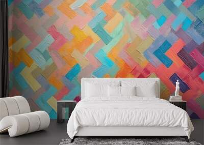 colorful geometric abstract painting on a wall. Generative AI Wall mural