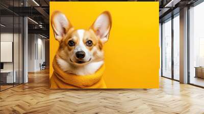 Corgi in costume on bright background Wall mural