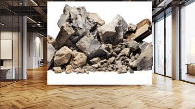 Crushed rocks separated on a transparent background. Wall mural