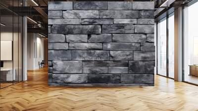 Detailed close-up view of a weathered stone wall surface set against a deep black backdrop, showcasing texture and ruggedness Wall mural