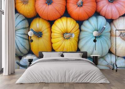 Diverse pumpkins at harvest time Wall mural