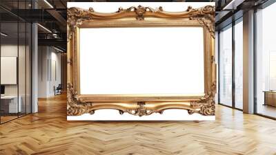 Elegant gold picture frame in 8 x 10 size isolated on white background Wall mural