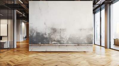 Empty room design template with grunge grey wall skirting board and white floor Wall mural