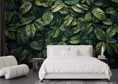 Enhance your designs with stunning green leaf pattern wall textures perfect for nature themed backgrounds Transport yourself to a lush tropical setting with a rich backdrop of dark green le Wall mural