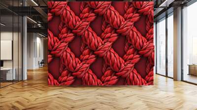 Explore this modern rope pattern set against a vibrant red background designed for a range of uses including clothing fabric paper covers textiles and interior decoration This 2d t Wall mural