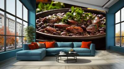 Feijoada a tasty Brazilian dish is prepared with black beans Wall mural