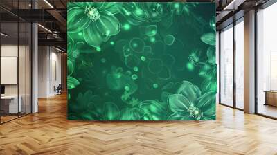 Floral pattern art with a green light background concept proposition Wall mural