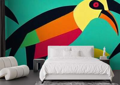 Fun tropical pattern with toucans and amazon motives, perfect for fashion fabrics and decoration Wall mural