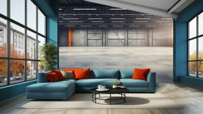 Future factory with polished concrete floor spacious display area for industrial products and a modern industrial background Wall mural