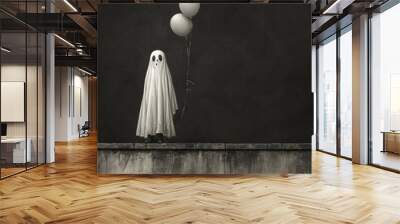 Ghost costume and balloons image Wall mural