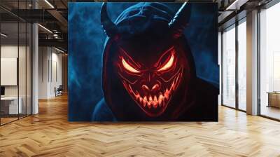 glowing devil mask in the dark on Halloween night Wall mural